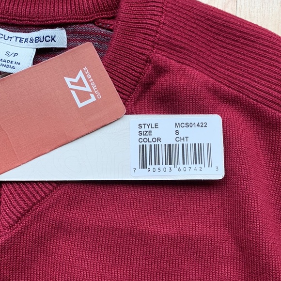 NWT - Cutter & Buck Maroon Sweater Vest, Size: Men’s small. - Picture 3 of 4